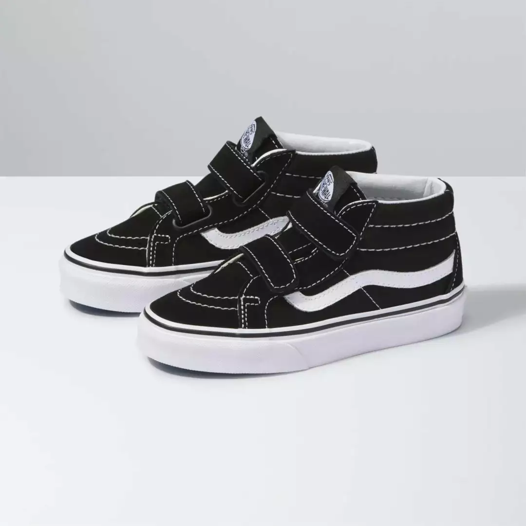 Vans SK8-Mid Reissue V Canvas & Suede Kids Shoes-Black/White 3 Vans SK8-Mid Reissue V Canvas & Suede Kids Shoes-Black/White