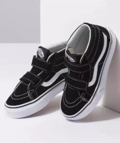 Vans SK8-Mid Reissue V Canvas & Suede Kids Shoes-Black/White 8 Vans SK8-Mid Reissue V Canvas & Suede Kids Shoes-Black/White