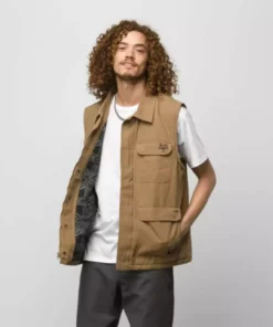 Vans X Courage Adams Drill Chore Vest-Dirt APPAREL