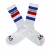 Cult Maintain Everyday Socks-White W/Blue/Red Stripes