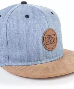 Stay Strong Snapback Hat-Denim/Brown Suede