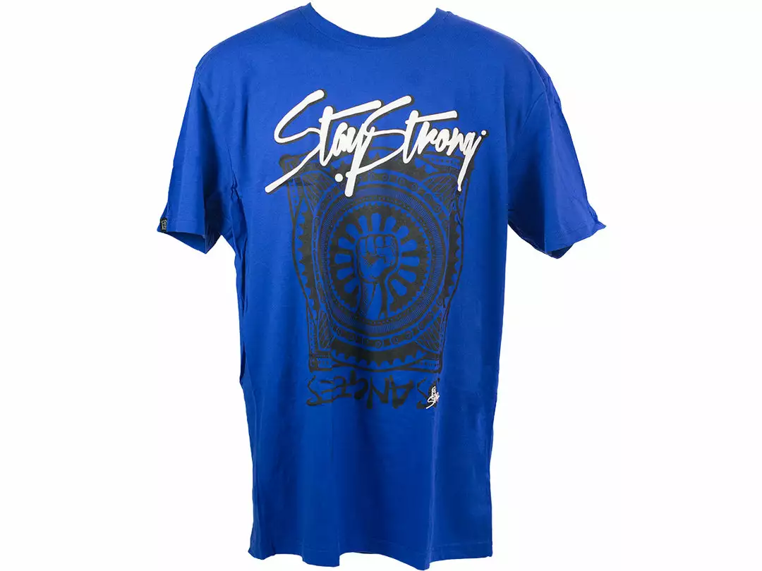 Stay Strong Fistee T-Shirt-Blue/White 1 Stay Strong Fistee T-Shirt-Blue/White