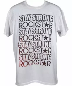 Stay Strong Rockstar T-Shirt-White/Red