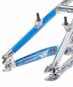 FRAMES Supercross Envy V5 BMX Race Frame-Mirror Polished/Blue Stickers